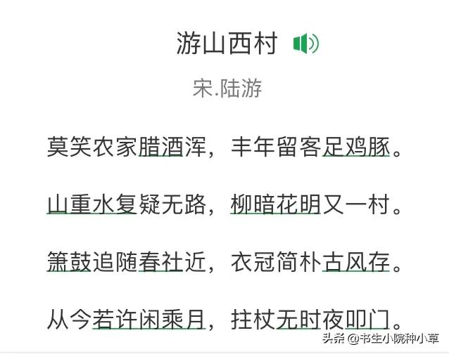 游山西村翻译及赏析（陆游的游山西村全诗赏析）