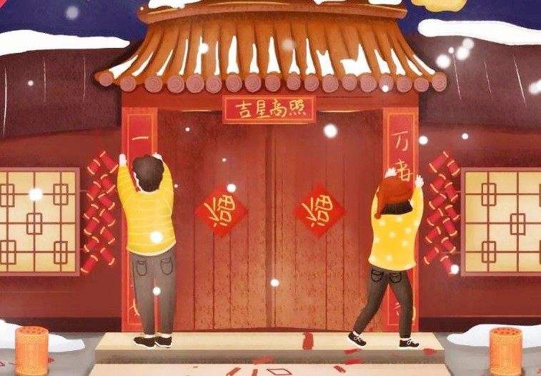 关于描写贴春联的诗句（贴春联的优美段落）