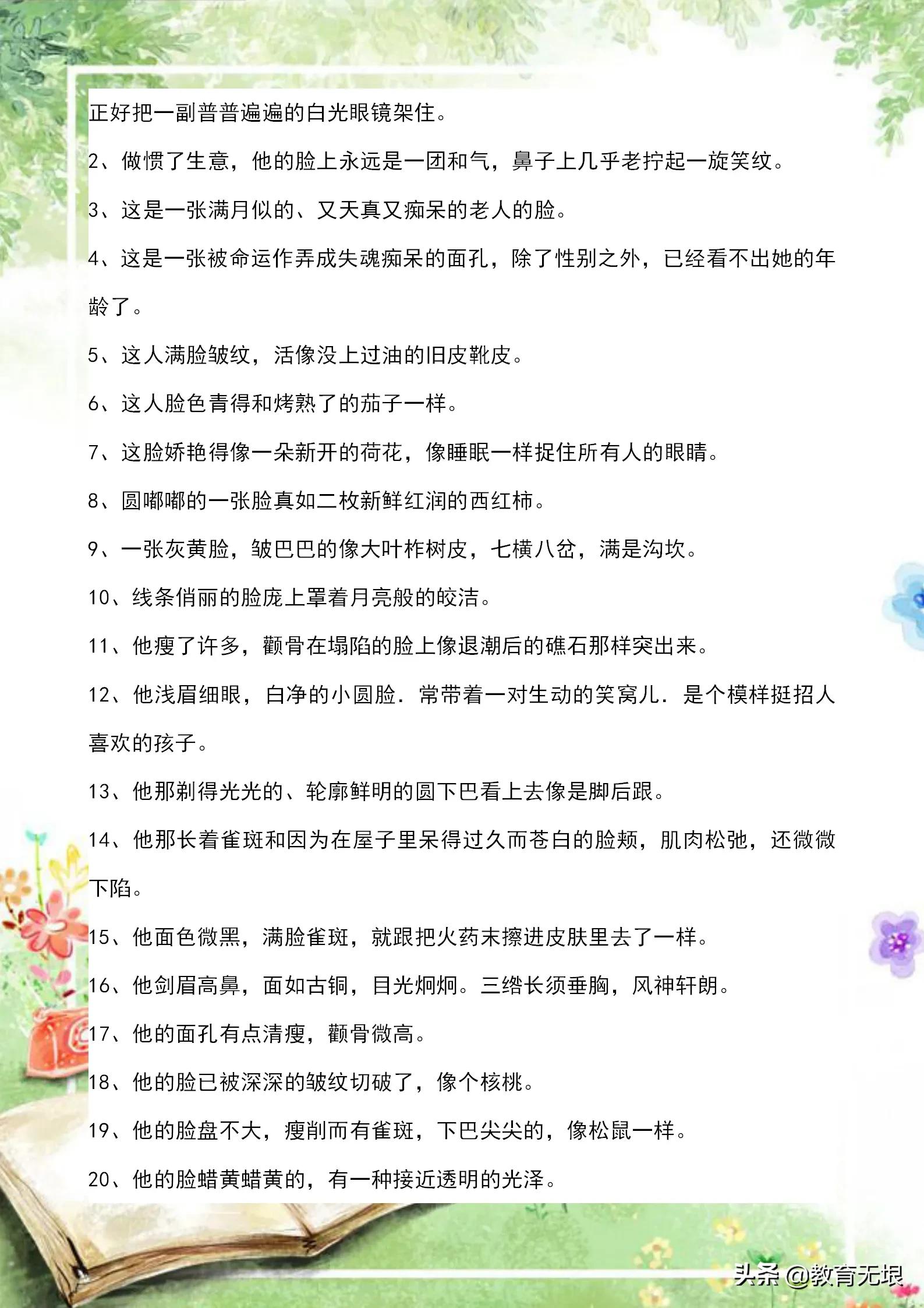 外貌描写的优美段落（描写人物外貌的美文摘抄）