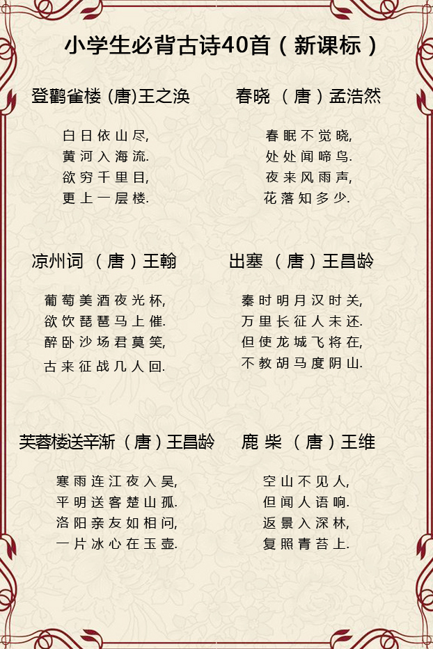 小学生古诗必备四十首（小学的古诗有哪些）