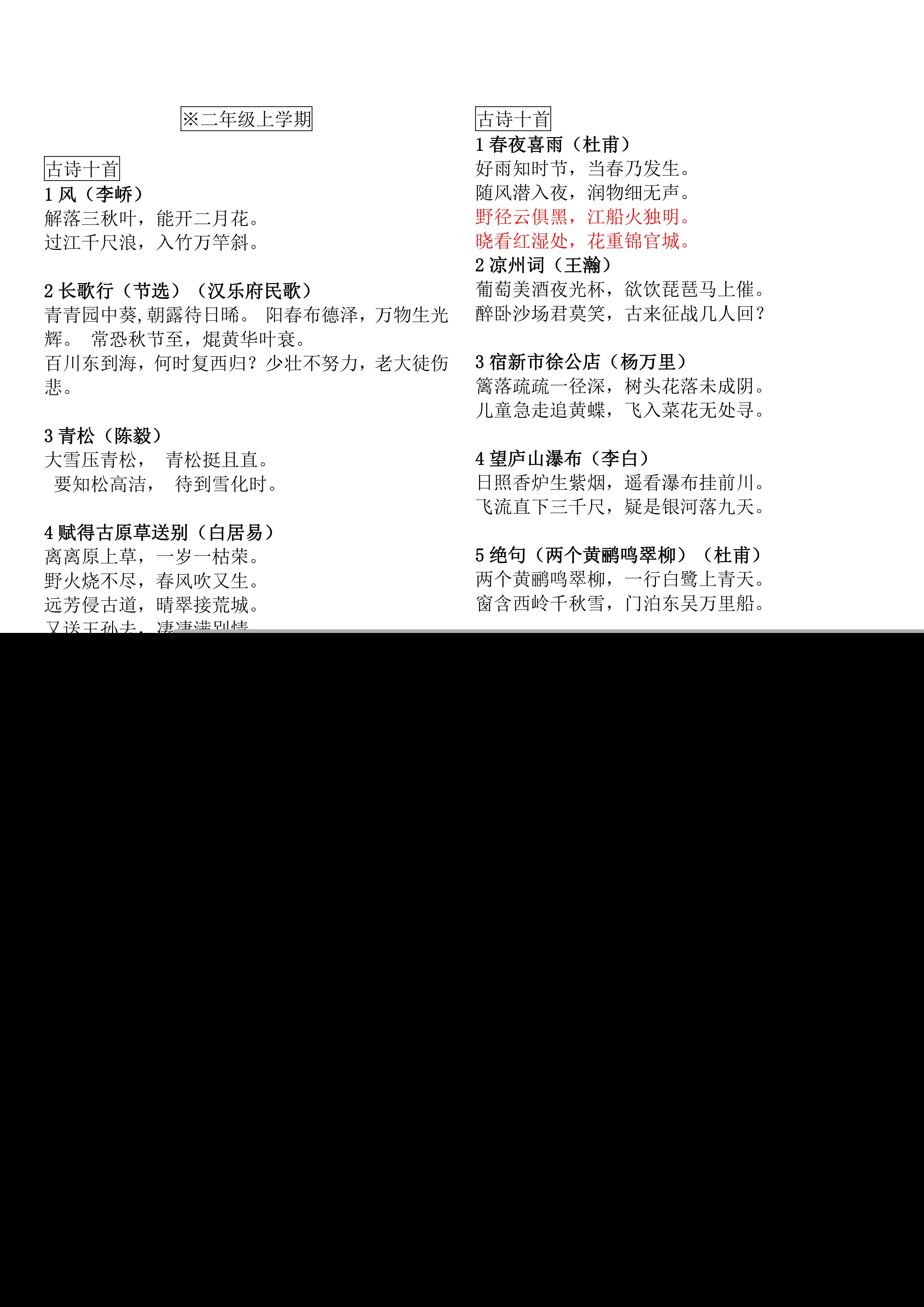 1一6年级古诗大全（小学必背的著名古诗）