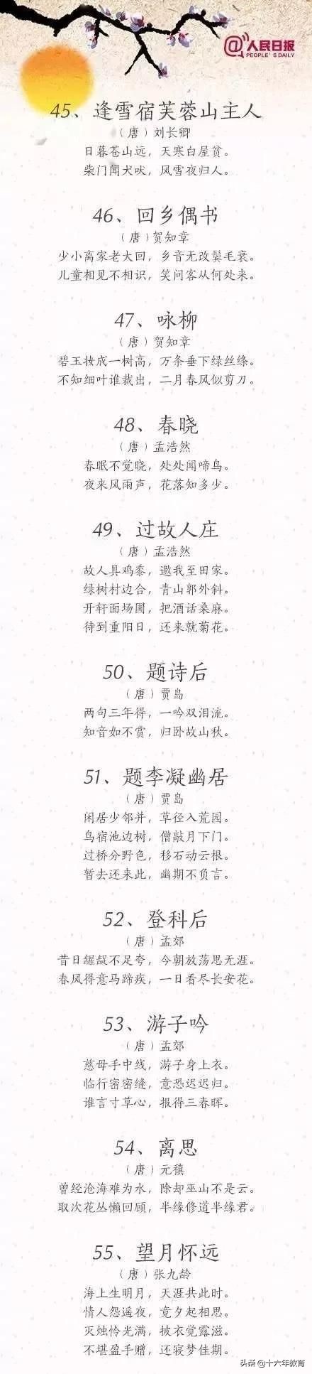 唐诗100首有哪些（唐诗100首大全）