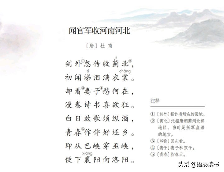 闻官军收河南河北唐杜甫诗意（原文内容赏析及解释）
