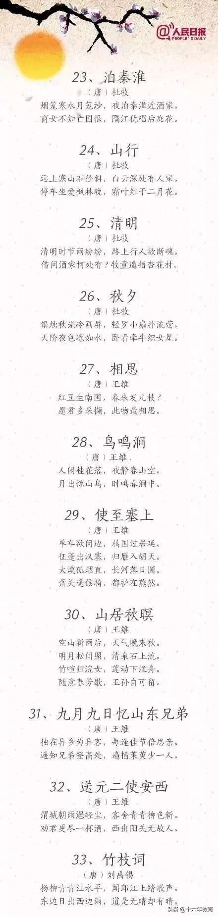 唐诗100首有哪些（唐诗100首大全）