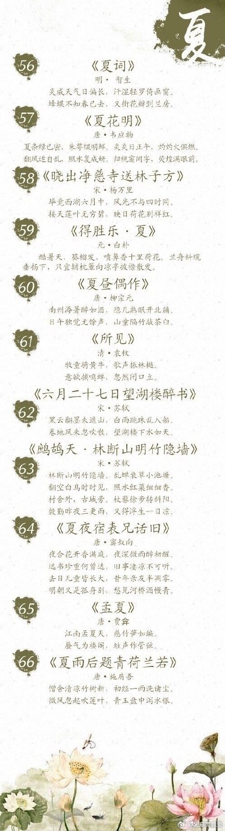 描写夏天的诗句古诗（关于夏天的古诗）