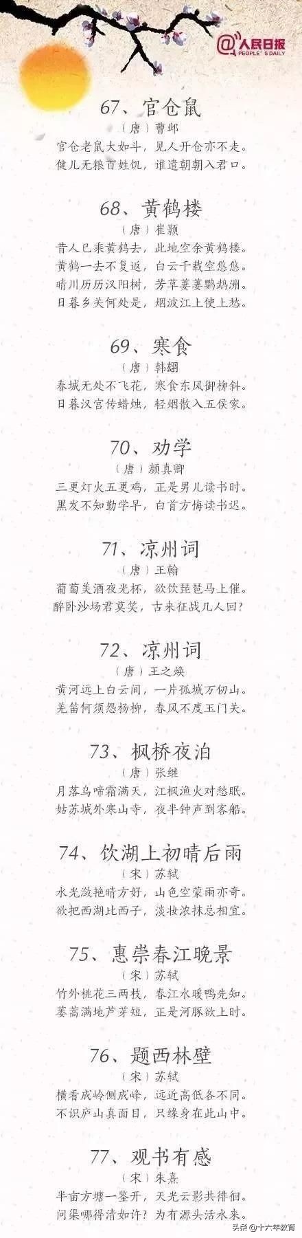 唐诗100首有哪些（唐诗100首大全）