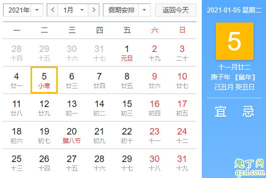 2020年农历小寒是什么时候 2020小寒是几九第几天