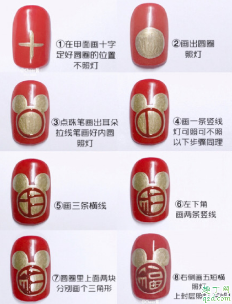 2020新年发财美甲图片大全 2020春节发财暴富美甲图片