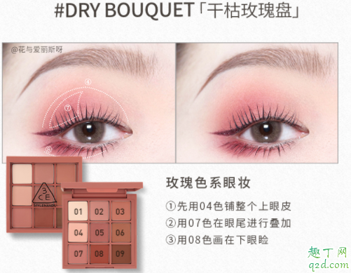 3ce干枯玫瑰眼影盘试色 3ce干枯玫瑰眼影教程图解