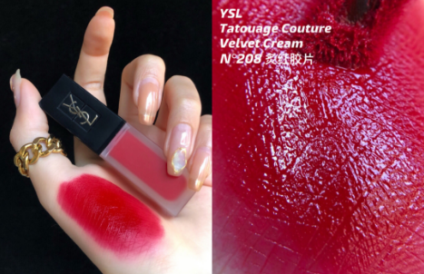 ysl黑盖丝绒唇釉208口红试色，这支冷门色号应该被看到！