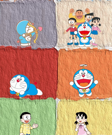 油画分割线壁纸手机壁纸超可爱-油画分割卡通聊天背景图2020